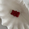 Pince à cheveux ours ambré avec base en métal doré sur coupelle en céramique blanche - 1# Barrette Ours Rouge