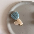 Pince à cheveux tulipe en acétate avec strass bleu ciel pour coiffure frontale de fille - Style Tulipe Bleue
