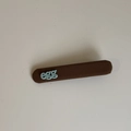 Detailed view of plaid fabric hair clip featuring a 3D light blue egg letter design - Brown Blue Letters (1#)