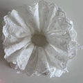 White handmade lace scrunchie with four-layer hollow heart embroidery and wavy edges - White Heart Lace Scrunchie