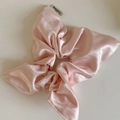 Light pink glossy satin square scrunchie for low ponytail hair styling accessory - Glossy Pink (1#)