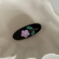 Pinza ovalada con flor morada y diamantes de imitación sobre bandeja de concha - 3# Negro Ovalado Flor Púrpura Clip