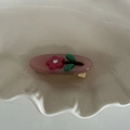 Clip para el pelo con flor de diamantes rosa y efecto gelatina en plato blanco - 2# Rojo Rosa Ovalado Flor Rosa Clip