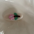 Detalle de pinza para el pelo ovalada color gelatina con flor rosa 3D y brillo - 1# Blanco Ovalado Flor Rosa Clip