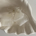 Elegante fermaglio per capelli con fiocco di perline bianche e nastro in organza - 2# Bianco Crema Fiocco Nastro Fermaglio
