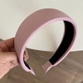 Pink satin padded headband featuring a high-top design and non-slip inner lining - Pink