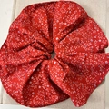 Chic red floral pattern large scrunchie with white and purple blossoms in Korean style - Large / Large Red White Floral