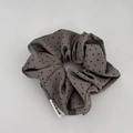 Elegant dark grey polka dot oversized hair scrunchie with a white brand woven label - Khaki Rhinestone Scrunchie