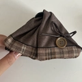 Vintage brown plaid claw clip with button and bow detail for women hair styling - Caramel Triangle Claw Clip