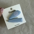 Sweet light blue oval hair clip set with pink smiley face and stitched patterns for girls - Blue Triangle Clip