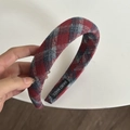 Klassisches rot-blau kariertes breites gepolstertes Stirnband im Vintage-Stil - Rot Blau Kariertes Stirnband