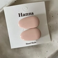 Sweet pink oval hair clip set with smooth glaze finish on handmade display card - Pink Ellipse Glazed Clip