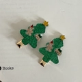 Set de pinzas para el pelo con árbol de Navidad brillante y motivos de oso y cachorro - Estilo Pinza de Pelo Árbol de Navidad Verde