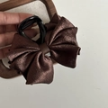 Elegant bronze brown satin bow hair claw clip with pleated silk texture for women - Bow Claw Clip / Antique Bronze Brown