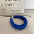 Minimalist Klein Blue plush headband with soft faux fur texture for women's hair styling - Blue
