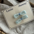 Set di due fermagli per capelli con fiocchi di paillettes blu chiaro per bambine - Coppia di Fiocchi con Paillettes Blu (10#)