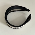 Elegante cerchietto intrecciato bianco e nero con trama morbida da donna - Stile Bordo Nero / Bordo Nero Fascia Bianca