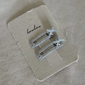 Handmade silver-gray rectangle floral hair clips with heart charms and bows for girls - Silver Square Heart Blue Bow Pair (15#)