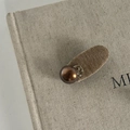 Vintage velvet bow hair clip with faux pearl detail and light brown corduroy base - Oval Milk Tea With Champagne Pearl