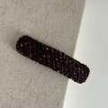 Close-up detail of plum purple tweed knit texture on a long winter hairpin clip - Square Style (4# Square Hair Clip)