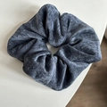 Elegante coletero de chenilla gris oscuro con textura acanalada para peinado de gama alta - 2# Coletero Azul