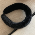 Thick plush headband for women in deep black faux fur with a wide comfortable design - Black