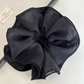 Elegante 4-laags zwarte geplooide oversized scrunchie met Franse stijl textuur - Zwart