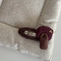 Barrette BB faite main en tissu marron foncé vintage avec de petites perles dorées - Pince à Cheveux Champignon Violet