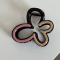 Retro-Haarklammer mit Wellenmuster in Kontrastfarben Pink und Beige für Damen - Schmetterling Design