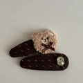 Detail von Plüschbären-Haarspange und Strass-Haar-Accessoire-Set für Mädchen - Khaki Haarspange Bär
