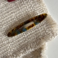 French oval tortoiseshell acetate duckbill hair clip with marble pattern and metal clasp - Oval Hair Clip / 6# Blue Tortoiseshell