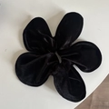 Elastico per capelli in velluto nero retrò con fiore a cinque petali per coda di cavallo - Elastico per Capelli Fiore in Velluto Nero