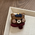 Barrette à cheveux ours mignon en velours avec béret bleu sur plateau beige - 1# Style Ours avec Écharpe Rouge