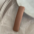 Minimalist rectangular matte hair clip in elegant sandy brown finish for women - Pink PU Leather Clip