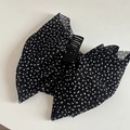 French vintage polka dot mesh bow hair claw clip in elegant black chiffon for women - Black with White Polka Dots Claw / Black Bow Polka Dot