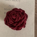 Detailed close-up of large burgundy rose hair claw clip made of layered fabric petals - Rose Hair Claw / Burgundy