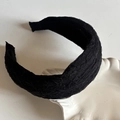 Elegante cerchietto nero largo in pizzo per un effetto capelli voluminosi vintage - Cerchietto Nero
