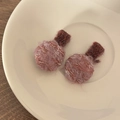 Handmade pink plaid knit ball hair clips displayed in a white ceramic dish - 6# Purple Ball Hair Clip