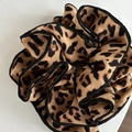 Scrunchie oversize in raso con stampa leopardata ad alta elasticità per capelli fini - 2# Grande Leopardato Caffè Bordo Nero