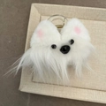 Handmade white plush fox hair clip with soft fur and cute black bead eyes for girls - 23# Dog Claw Clip