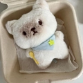 Cute white plush bunny hair clip with blue star scarf in a mini gift box for girls - White