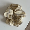 Elegant ribbed scrunchie with beige and grey stripes for hair styling - 7# Yellow Stripe