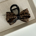 Elegant leopard print bow hair claw clip made of resin and fabric for high ponytails - Coffee Leopard Bowknot (2#)