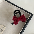 Close-up of a burgundy corduroy velvet bow hair claw clip with black resin teeth - Wine Red Bow Hair Claw