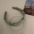 Pink and green plaid fabric headband with non-slip lining for women's hair styling - 12# Green Pink Plaid Headband