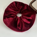 Detailed view of large burgundy velvet scrunchie showing fine stitching and soft texture - Burgundy