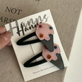 Cute pink leather ice cream hair clips set for girls on a white display card - Pink Ice Cream