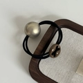 Elegant velvet hair tie with champagne gold metal ball and coffee bean resin bead - Coffee Round Decorative Bead (2#咖啡圆形黑交叉发绳)