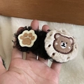 Pince à cheveux ours en peluche noire avec broderie mignonne pour un style d'automne - Ours Noir