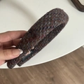 Serre-tête épais en tweed tricoté marron café avec décoration de nœud délicat - Rayure Violette (1#)